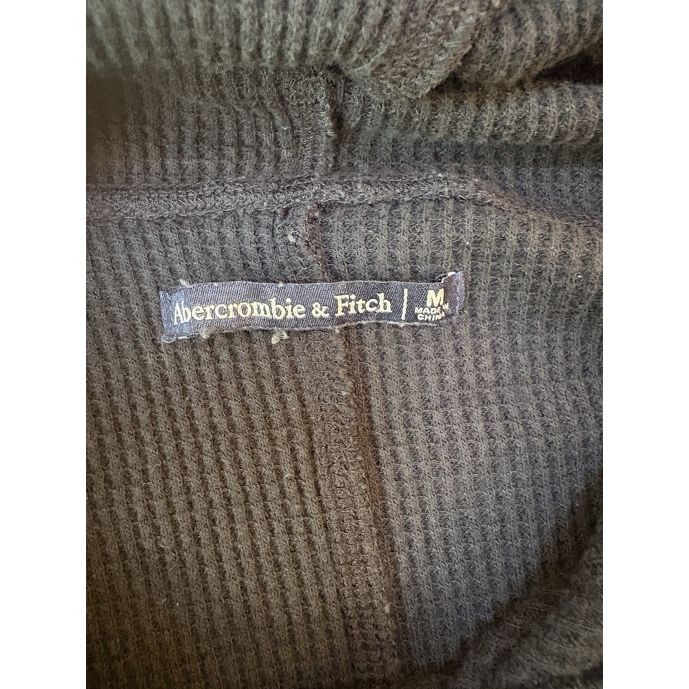 Abercrombie & Fitch Waffle Knit Hoodie Women's Medium Black Bella Swan Layering - Picture 3 of 6